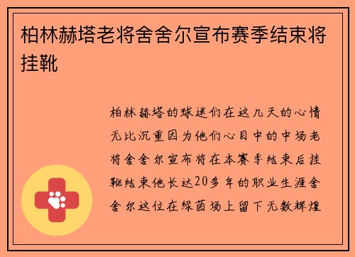 柏林赫塔老将舍舍尔宣布赛季结束将挂靴